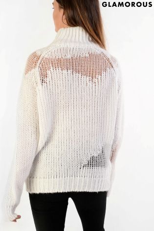 Glamorous Distressed Knit Jumper